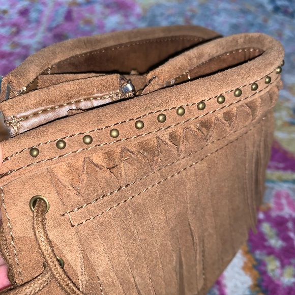 Gianni Bini Fringed Lace Up Ankle Boots Stack Heel - Picture 7 of 10